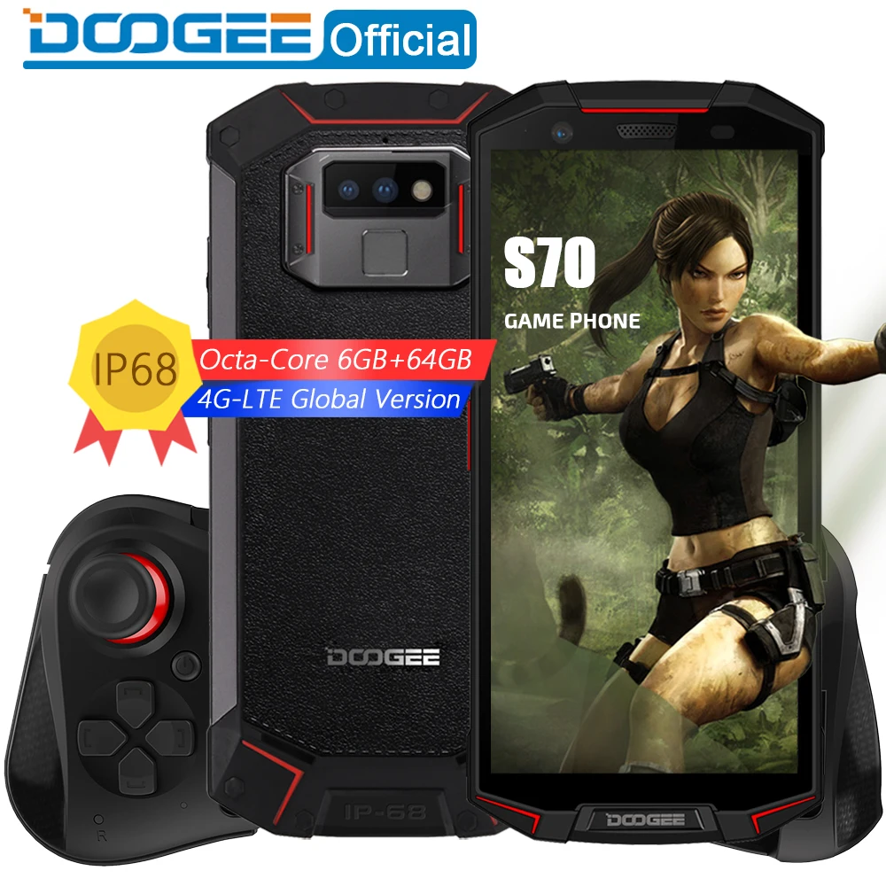 DOOGEE S70 игровой телефон IP68/IP69K водонепроницаемый беспроводной заряд NFC 5500 мАч 12V2A Быстрая зарядка 5,99 FHD Helio P23 Восьмиядерный 6 ГБ 64 ГБ