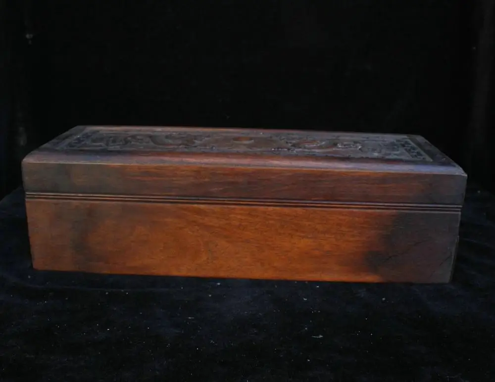 35cm Chinese Old Leaflet Sandalwood Hand carved Animal Dragon Box Case HFHK | Дом и сад