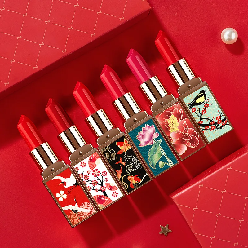 6pcs/lot Chinese Style Lipstick Kit Velvet Matte Lipstick Rouge A Levres Waterproof Moisturizing Lip stick Batom Pintalabios Set