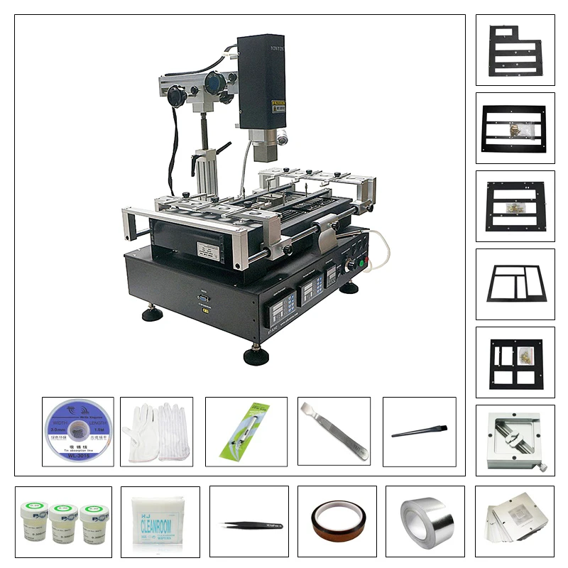 

Honton HT R392 BGA rework welding machine infrared hot air soldering station with universal direct heating stencils