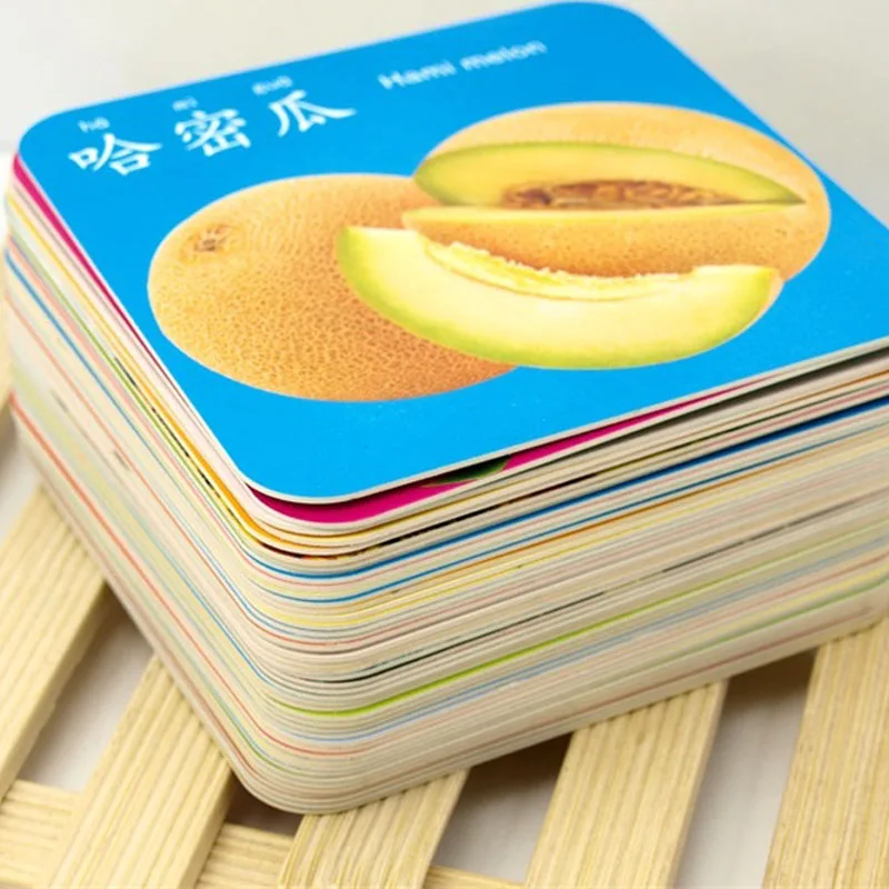 

45pcs Baby Double-sided Teaching Card Kindergarten Early Education Card Kids Cognition Montessori Vegetables Fruits Paper Toys