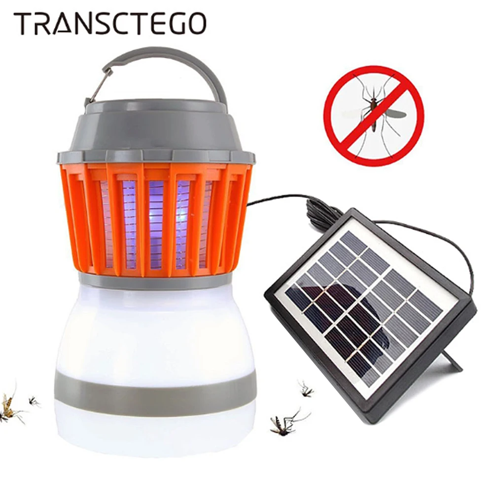 

Portable LED Camping Light Mosquito Killer Lamp With Solar Panel USB Charging Pest Repeller Outdoor for Garden Hiking Home Use