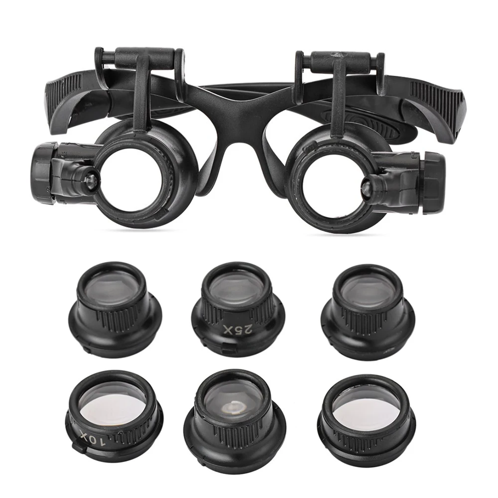 Magnifying Glasses 10X 15X 20X 25X LED Magnifier Double Eye Glasses