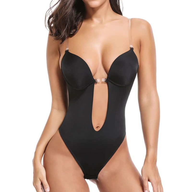 deep plunge bodysuit shapewear
