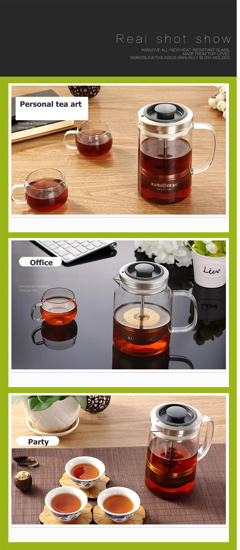 Kamjove чайник давления кофейник Pu 'er чайный горшок Френч-прессы чайник для пуэр оранжевый A75 380 мл, A76 560 мл