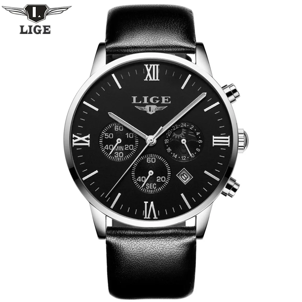 

Watches Men 2017 LIGE Top Brand Quartz Watch Luxury Male Sport Waterproof Wristwatch Leather Strap Clock relogio masculino