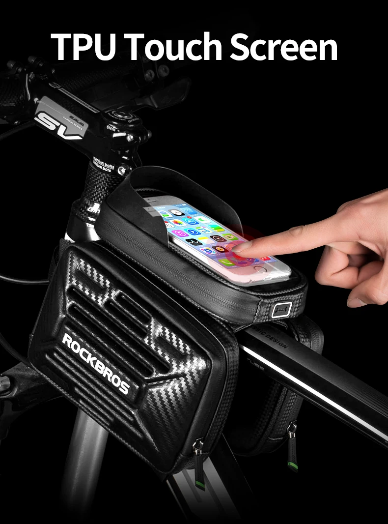 Excellent ROCKBROS Bike Bag Carbon Pattern Touch Screen Mobile Phone Bicycle Saddle Bag MTB Cycling Tube Bag For 6.2in Bicycle Accessories 12 Excellent ROCKBROS Bike Bag Carbon Pattern Touch Screen Mobile Phone Bicycle Saddle Bag MTB Cycling Tube Bag For 6.2in Bicycle Accessories 12