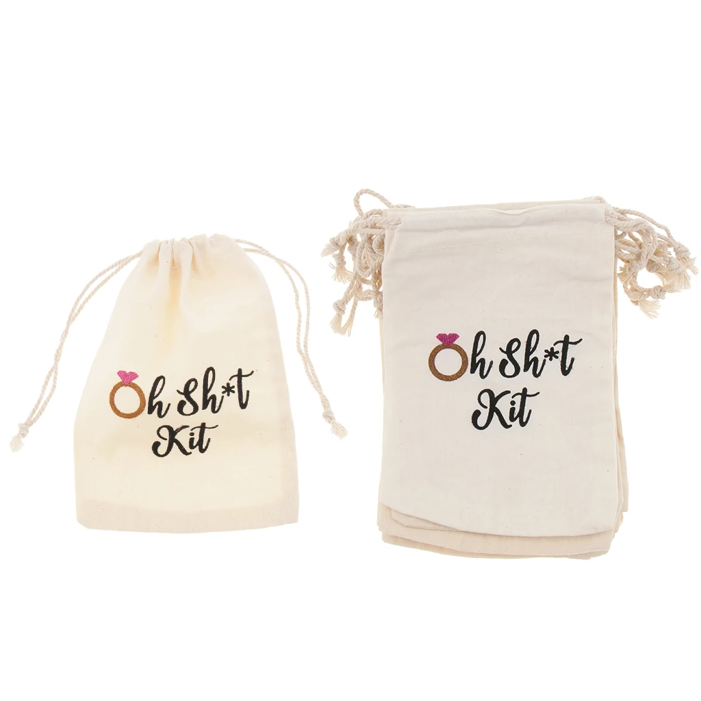 10pcs Drawstring Cotton Linen Bags Gifts Bags Pouches Wedding Party Gift Jewelery Candy Bags-Oh Shit Kit