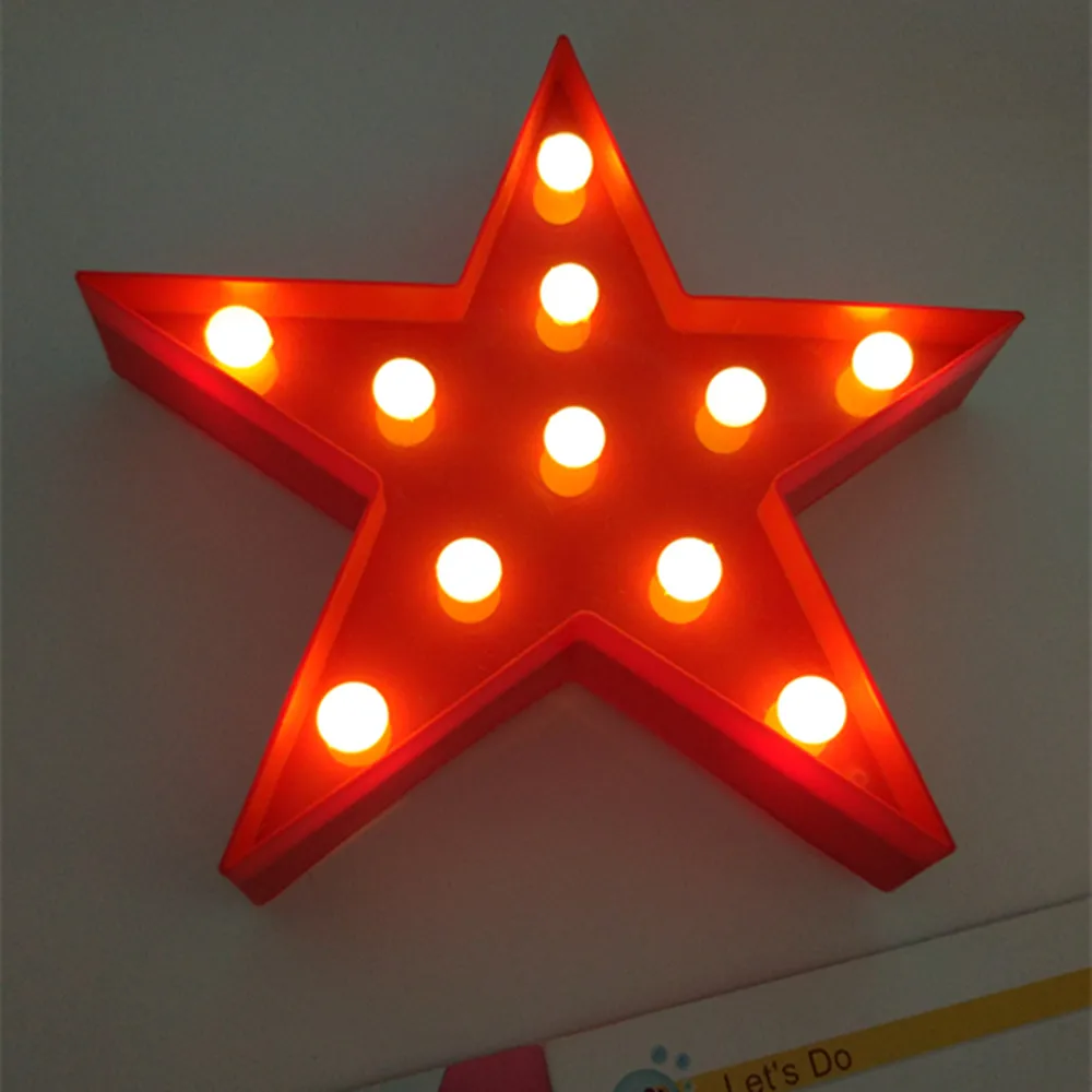 YIYANG Letters Light Star Shape LED Plastic Marquee на батарейках Sign для дома Рождественские