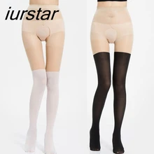2019 Tights Women Erotic Intimates Open Crotch Pantyhose Nightclubs Sexy Tinted Sheer False High Stocking Pantyhose Slim Tights open toe sheer tights