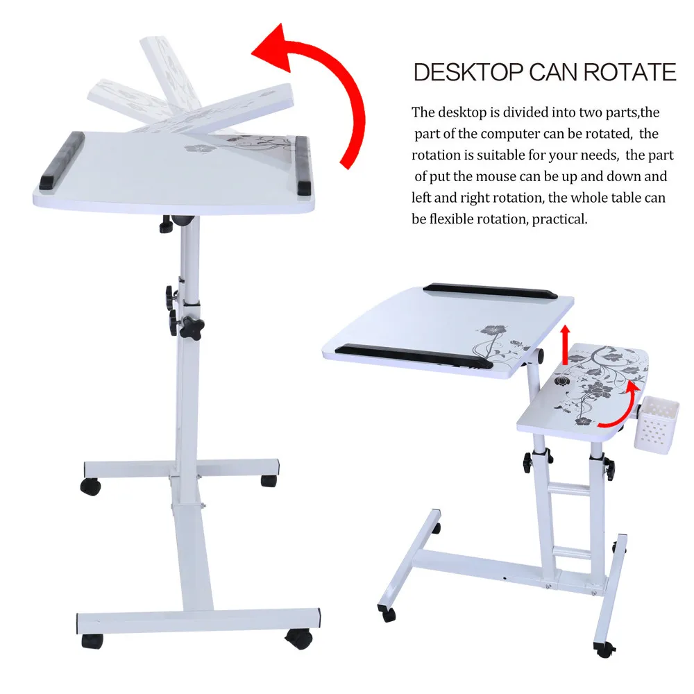 Домашний складной компьютерный стол 64 см* 40 см, Портативный Регулируемый алюминиевый стол для ноутбука с мышью