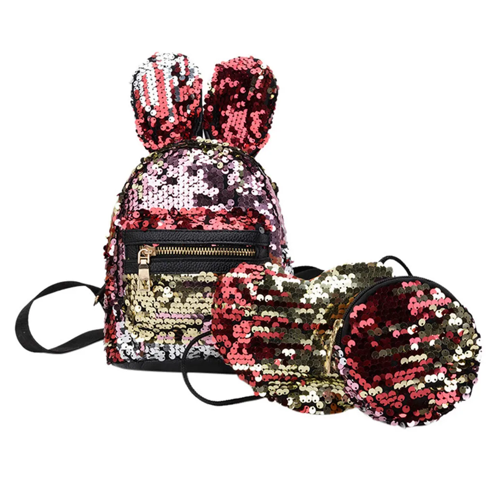 Комплект из 3 предметов блестящие женские рюкзаки с пайетками для девочек-подростков дорожные сумки большой емкости блестящие рюкзаки