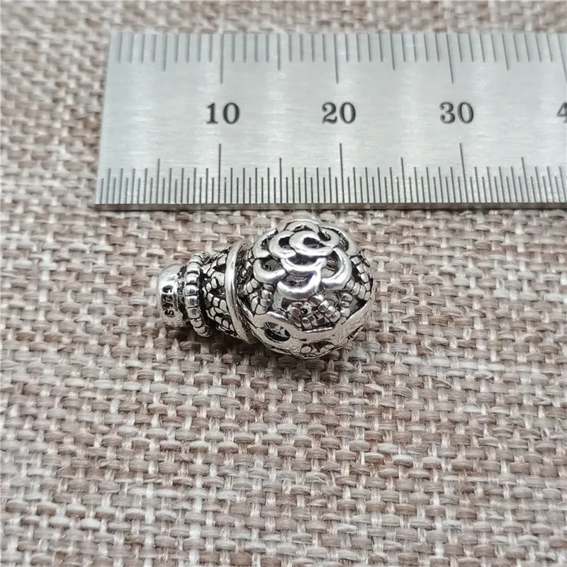 925 пробы серебряные розы цветок Mala Beads 3 отверстия Guru разделители для