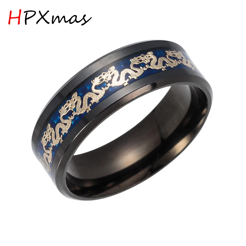 

HPXmas Fashion Stainless Steel Chinese Cool golden color Dragon Ring for Men Party Ring accessories jewelry B9