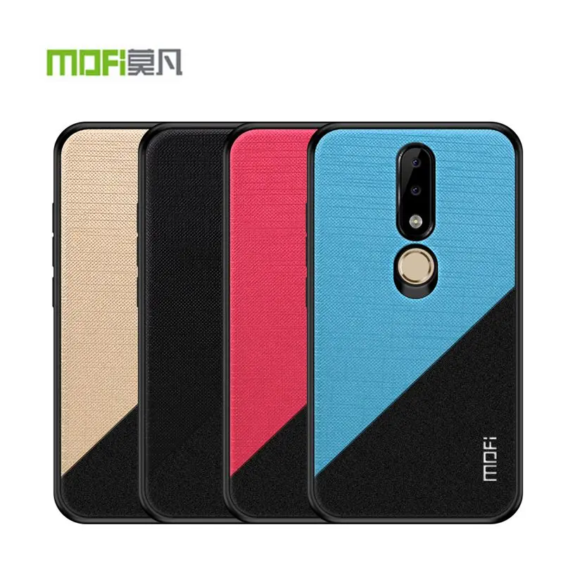 

MOFI For Nokia X6 Case Cover Silicone+ PC + Cloth Phone Case Luxury For Nokia 6.1 Plus Back Cover Shockproof Protective Shield