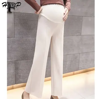 

Hzirip Maternity Female Belly New Style Warm Solid Straight Casual Ankle Length Pregnant Elastic Simple Loose Trousers 2 Colors