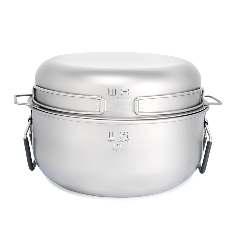 

Keith 3PCS Titanium steam Pot bowl Set With Folding Handle saucepan tureen Cook Camping Hiking Pot + Frying Pan Mi6015