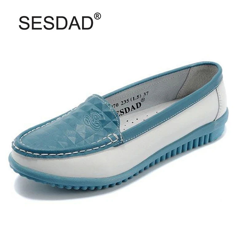 

New 2019 Women Genuine Leather Flat Shoes Fashion Patchwork Candy Color Slip-on Women Loafers Ladies Casual Leather Flat Shoes