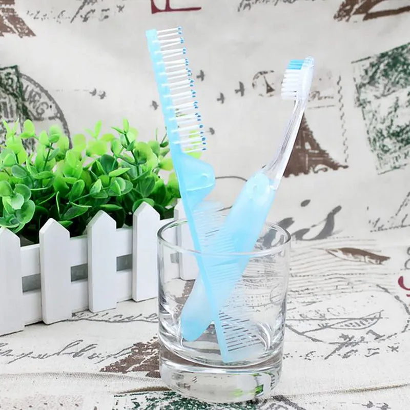 1 Set Travel Toothbrush and Portable Comb Set Travel Kit Pocket Combs