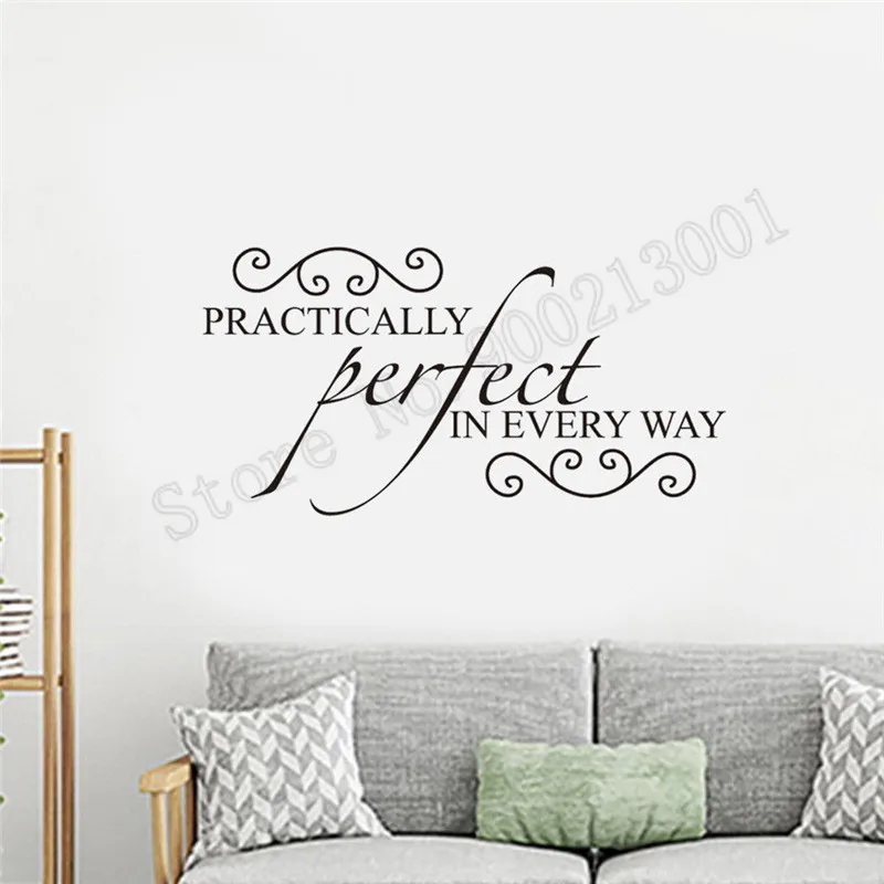 

Wall Sticker Practically Perfect in Every Way Words Poster Vinyl Art Removeable Room Decoration Beauty Livingroom Mural LY610