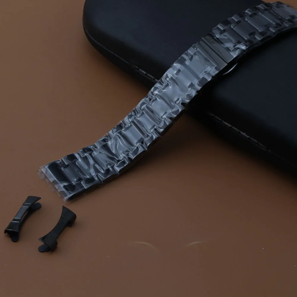 

Black High quality stainless steel Watch band Strap Bracelet replacement curved end free tool watchband butterfly buckle 20 22mm