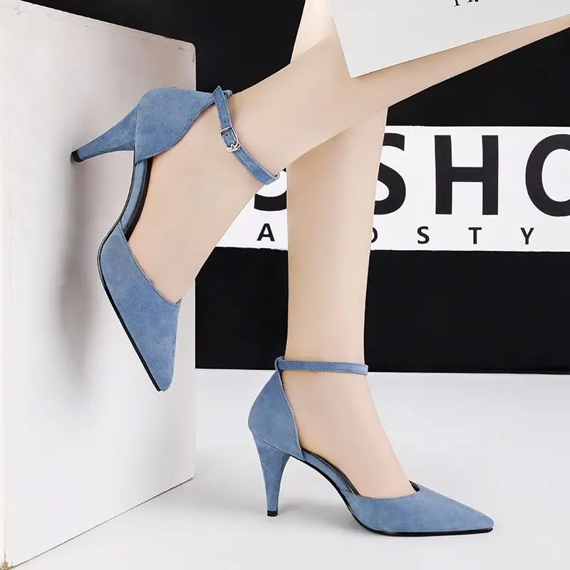 

EOEODOIT Women Formal Casual Pumps All Match Pointed Toe Ankle Buckle 2019 Spring Autumn Spike Stiletto Heels Party Shoes 8 cm