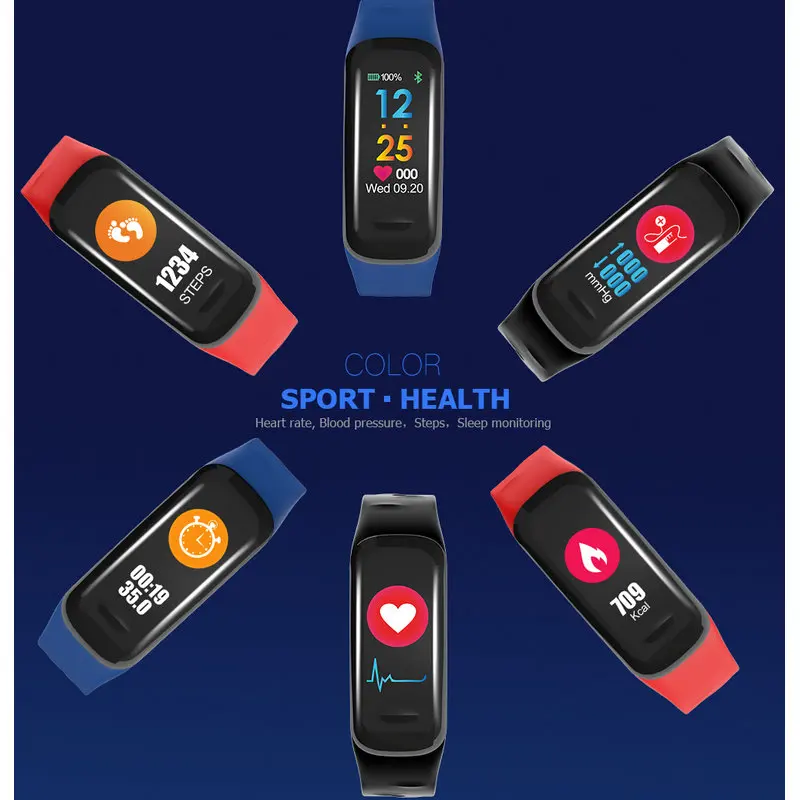 C1 плюс цветной экран умный Браслет кровяное давление CK18 смарт-браслет пульсометр фитнес-трекер спортивный умный Браслет