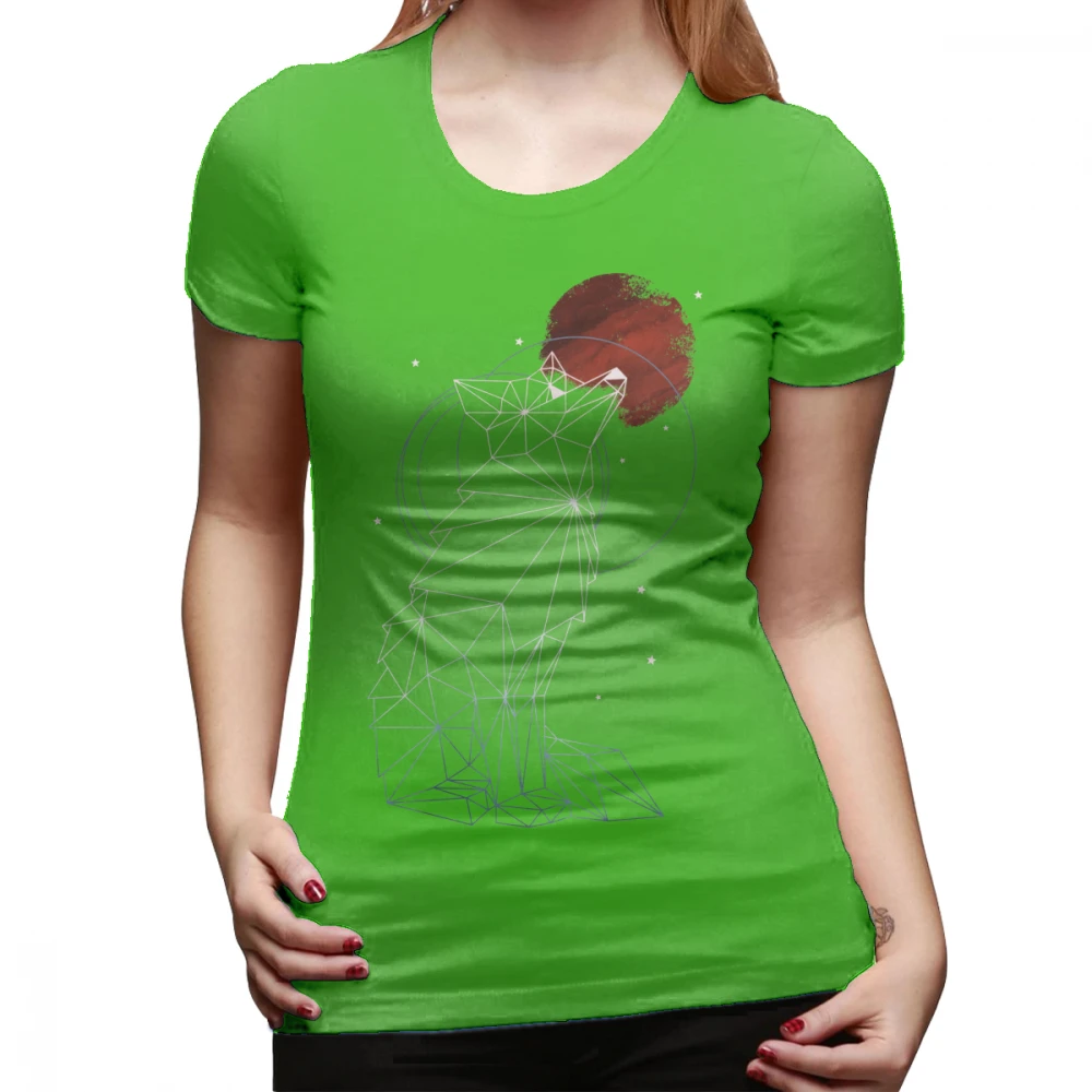 Футболка с Сатурном и кольцом, футболка с лисой в звездах, 100 хлопок, забавная женская футболка с принтом, короткий рукав, большая черная женская футболка - Цвет: Зеленый
