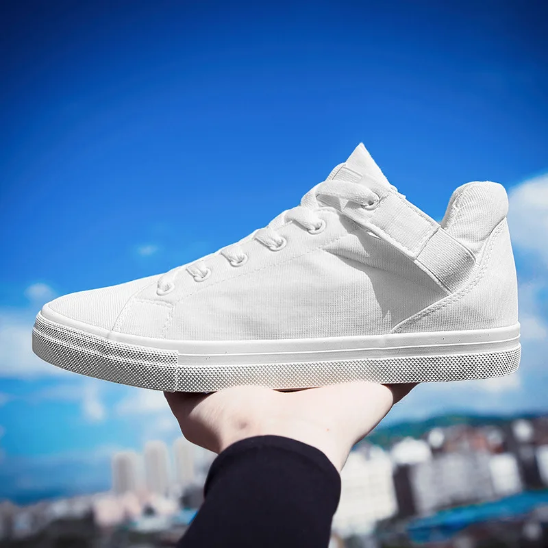 Mens High-top Canvas Shoes Men Spring Autumn Top Fashion Sneakers Lace-up High Style Solid Colors Man Black Shoes ghn78
