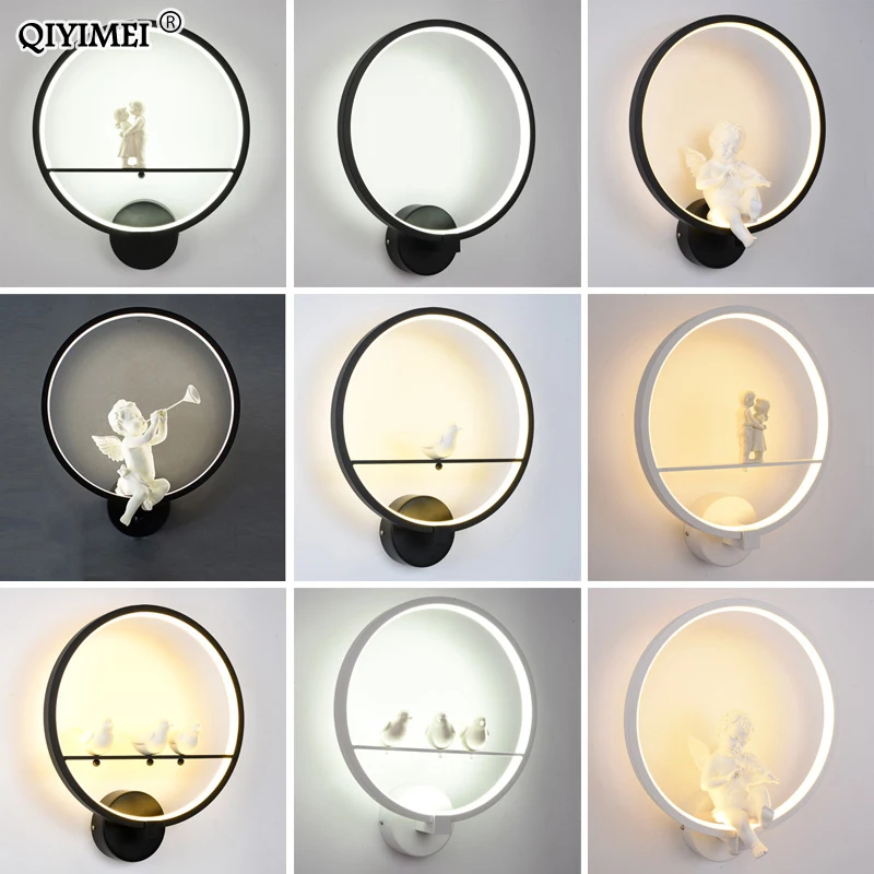 Skup Nowoczesne kinkiety art anioł nordycki kreatywny do salonu oświetlenie nocne do sypialni uchwyt wysokiej dioda led dużej mocy lustre Home Dero