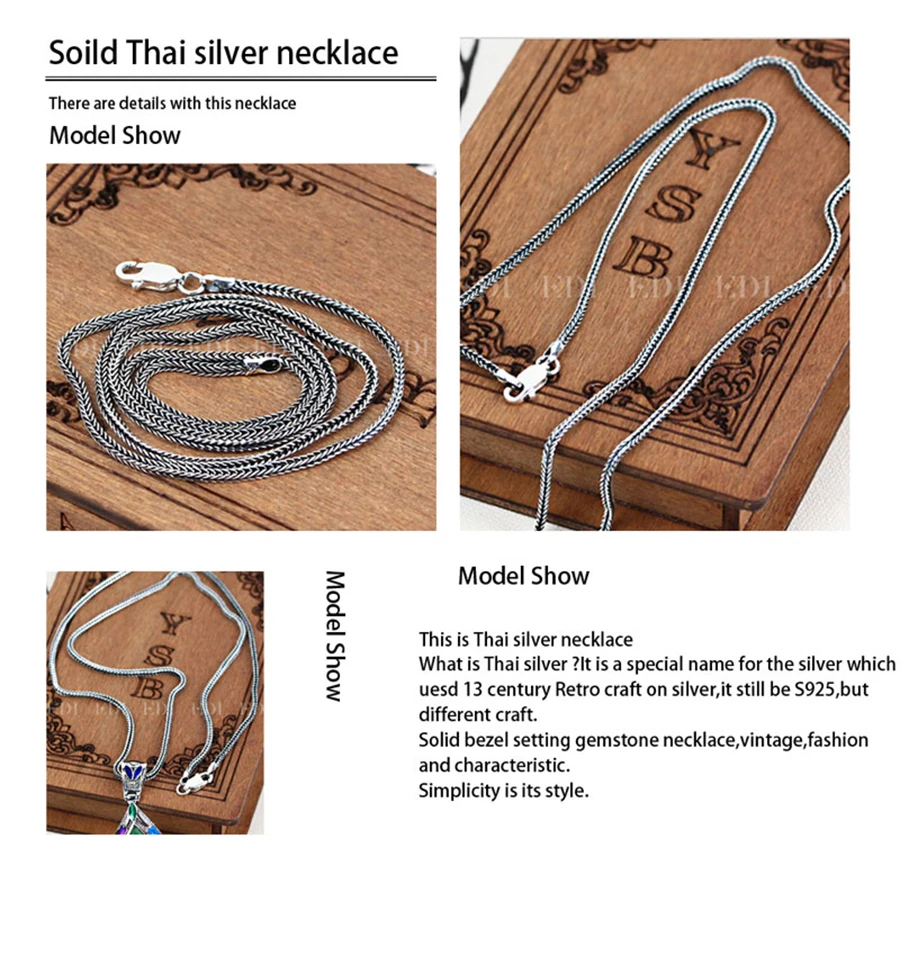 EDI Винтаж Ретро 925 пробы Серебряное длинное ожерелье для женщин и мужчин ювелирные изделия 2 мм контракт богемные цепи