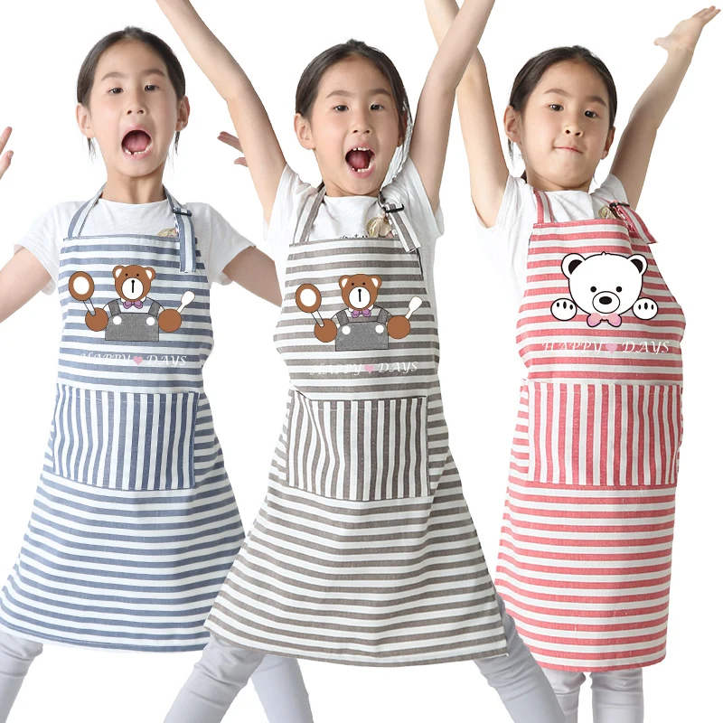 Детская мода полосатый родитель-Детский фартук кухня работа по уборке искусство галерейная картина фартуки