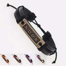 Винтажный Браслет "Хоуп", античная медь, очаровательный браслет для мужчин, многоцветные линии, искусственная кожа, муфта, браслеты, ювелирные изделия, Прямая поставка