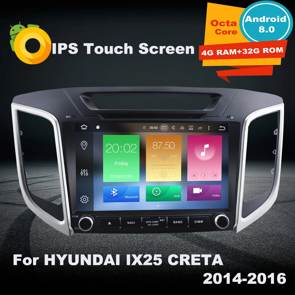 

4GRAM 2 Din Android8.0 Car DVD GPS Multimedia Player For HYUNDAI IX25 CRETA 2014-2016 Auto Audio radio Navigation Stereo 32GROM