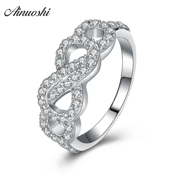 

AINUOSHI Classic Twrist 925 Sterling Silver Women Wedding Ring Engagement Anniversary Hallow Rings Girls Silver Party Jewelry