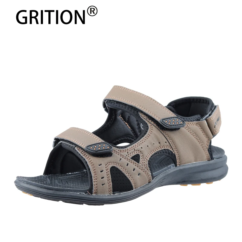 

GRITION Men Sandals Outdoor Summer Breathable Flat Beach Shoes Casual Walking Sport Sandals Male Comfort Non-Slip 2020 Big Size