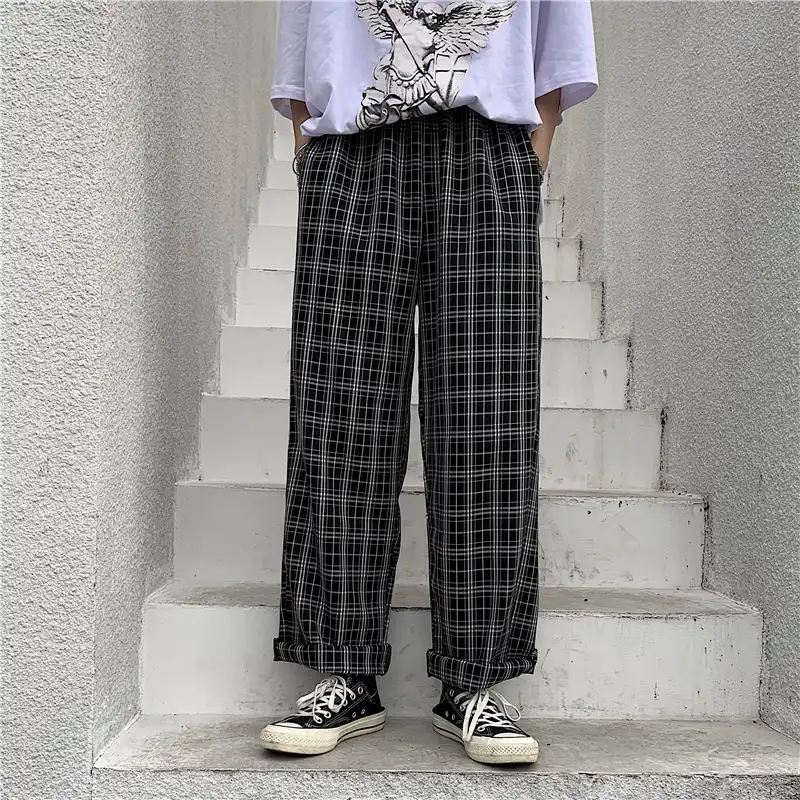plaid loose pants