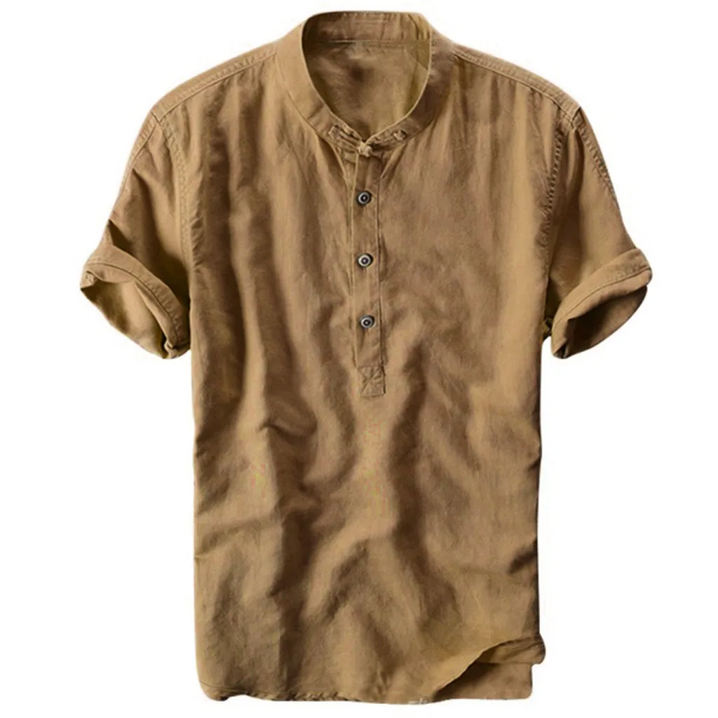 Fashsiualy гавайская рубашка Летняя мужская крутая и тонкая дышащая рубашка с воротником, окрашенная, градиентная, хлопковая рубашка camisa masculina#5 - Цвет: Khaki
