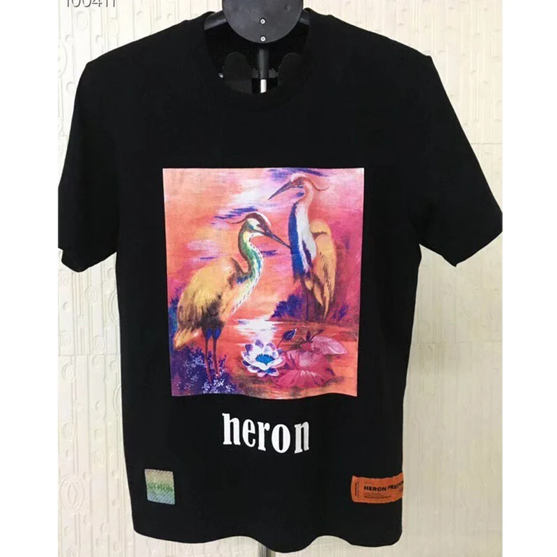 

2019 New Heron Preston T Shirts Multicolor Red-Crowned Crane Heron Preston T Shirt Hip Hop Women Men Pink Heron Preston Top Tees