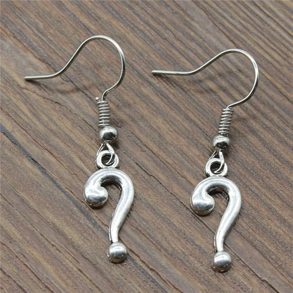 

18x8mm Question Mark Charm Drop Earring For Women Dropshipping 2019 Vintage Dangle Earring