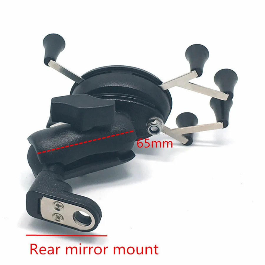 65mm Length Double Socket Arm Motorcycle Rearview Mirror Mount Holder (2)