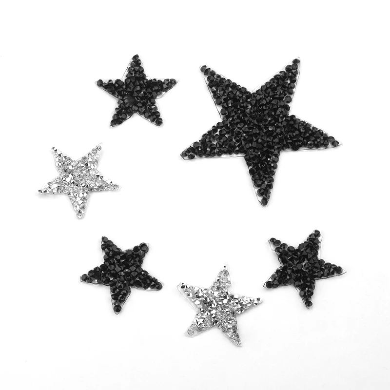 

4cm 6cm 8cm 5pcs 10pcs/lot Hotfix Rhinestone Star Patches Trim Iron On Patch Applique Decoration DIY Shoe,Bag,Clothing