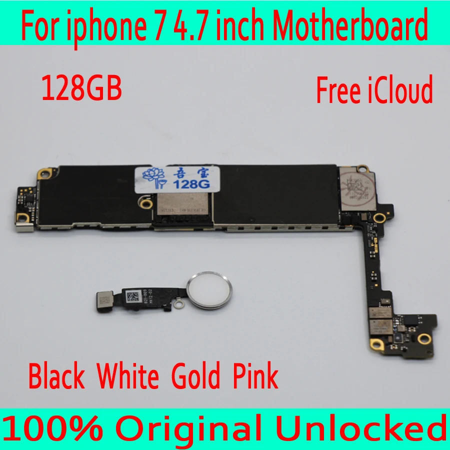 

128GB for iphone 7 Motherboard with IOS System,Original unlocked for iphone 7 Logic board Clean iCloud with Touch ID,Good Tested