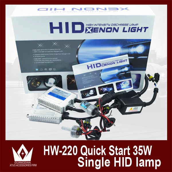

Guang Dian car led light waterproof hid xenon kit with 12v slim 35w Fast start ballast and H1 H3 H7 H11 single beam 4300k-12000k