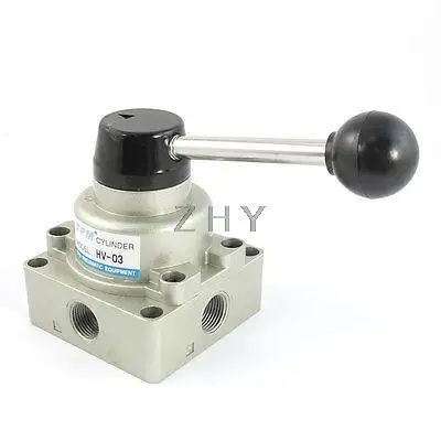 

HV-03 3/8PT 4 Way 3 Position Hand Rotary Lever Valve Max.1.0 Mpa