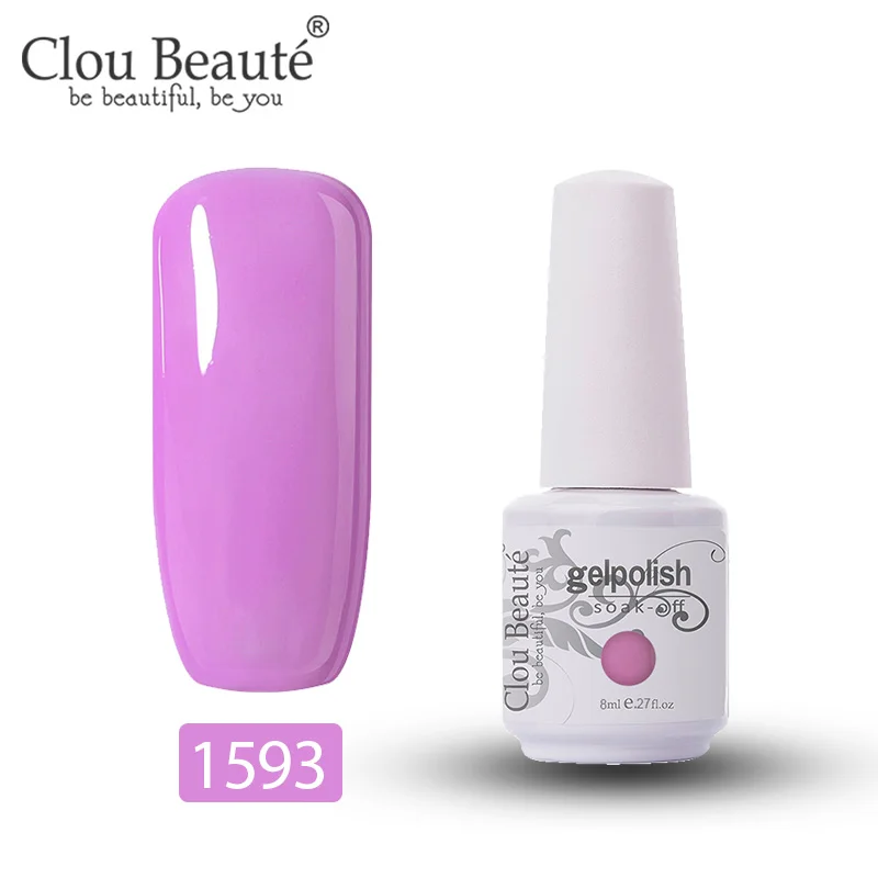 Clou Beaute Гель-лак 8 мл Полупостоянный УФ светодиодный лак для ногтей замачиваемый Белый Гель-лак для ногтей базовое верхнее покрытие дизайн ногтей - Цвет: 1593
