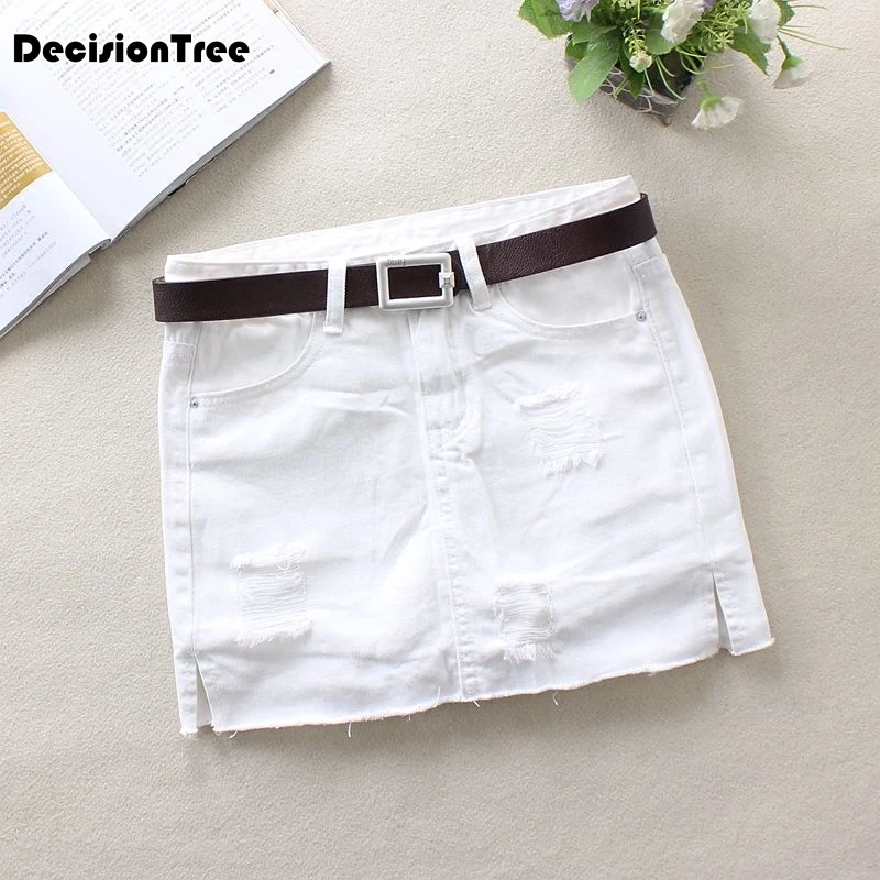 

2019 jeans skirt women high waist jupe irregular edges denim skirts female saia washed faldas casual pencil skirt