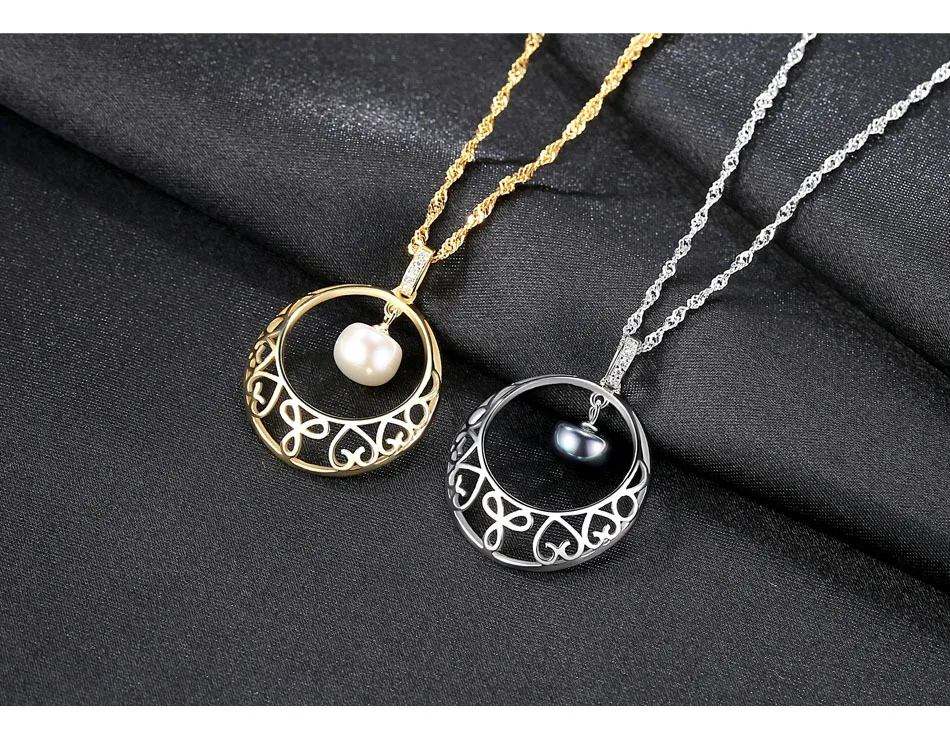 

S925 Silver Pendant Necklace Water Wave Chain Natural Freshwater Pearl Simple Female Item BLT12