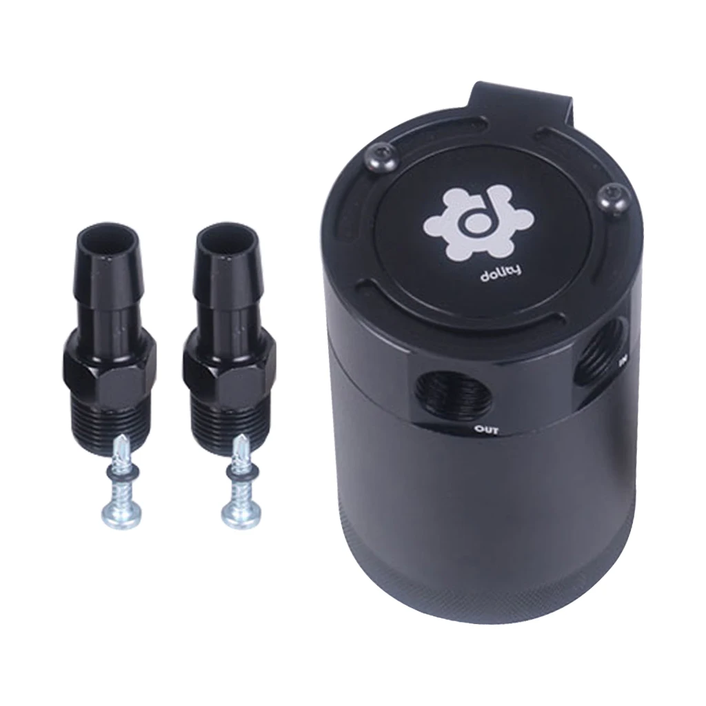Universal Oil Catch Can Compact Baffled 2-Port Plug With Fittings Aluminum Reservoir Oil Catch Tank Fuel Tank Parts 