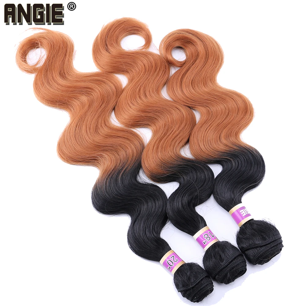 Angie объемная волна синтетические волосы пучки волнистые волосы плетение для женщин 70 грамм/шт два тона Омбре цвет 2 шт./партия
